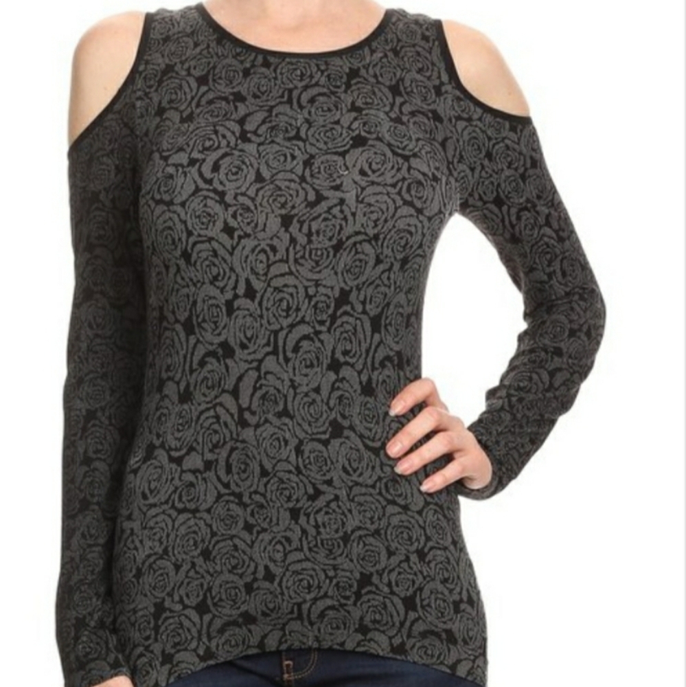 Rose-Print Seamless Long Sleeve Top